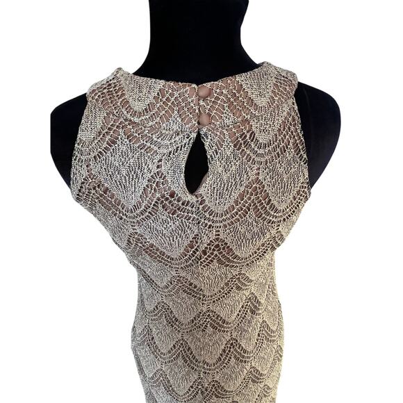 Vintage 90’s does 30’s SL Fashions Gold Fringe Gatsby Halter Dress 10 Medium - Picture 7 of 8
